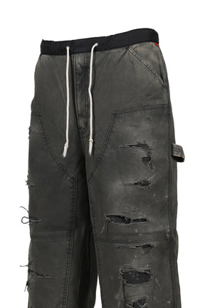 REMAKED DOUBLE KNEE DUCK PAINTER PANTS / BLK 