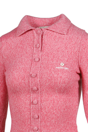 Lapel Fitted Cardigan / Pink