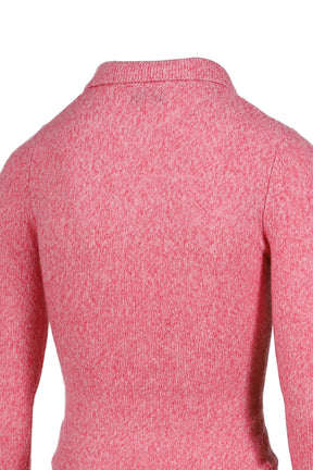 Lapel Fitted Cardigan / Pink