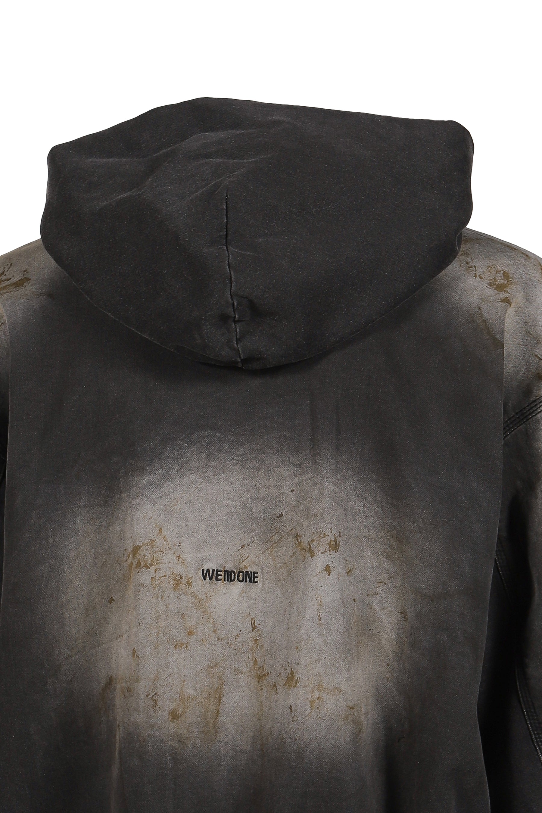 BLACK DIRTY-WASH HOODIE ZIP-UP / BLK