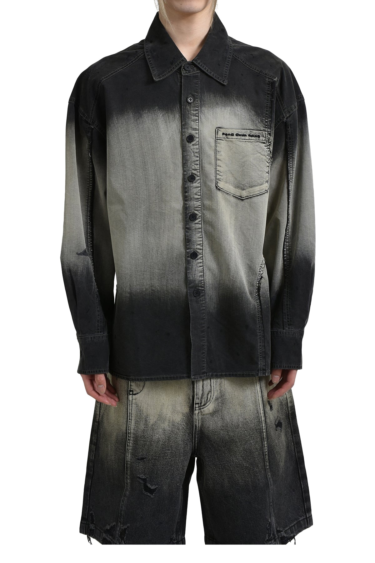 DENIM  DECONSTRUCTION  WASHED SHIRT / BLK