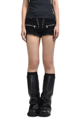 HIGH WAIST LACE UP SHORT / BLK 