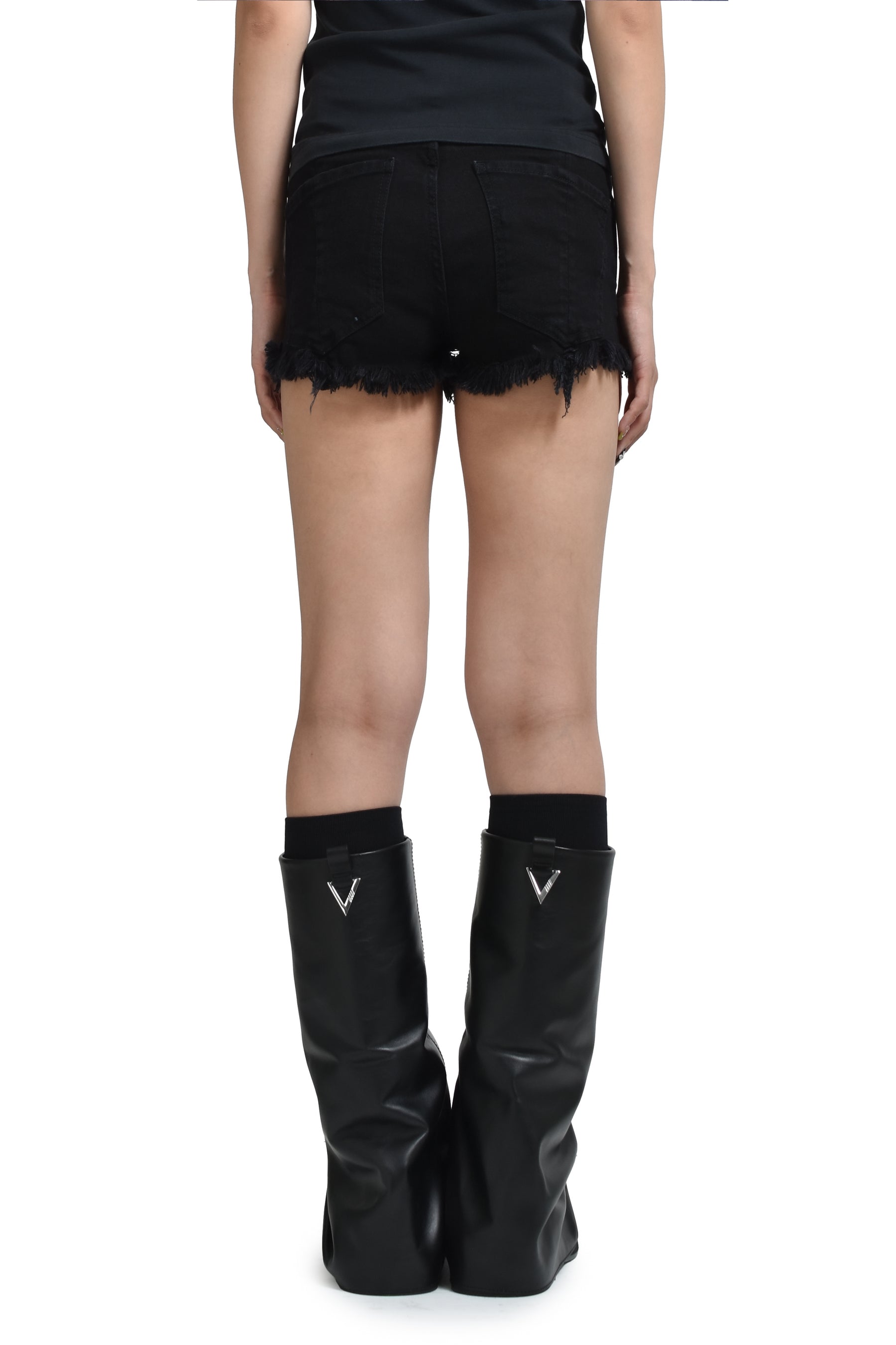 HIGH WAIST LACE UP SHORT / BLK 