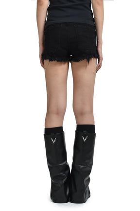 HIGH WAIST LACE UP SHORT / BLK 