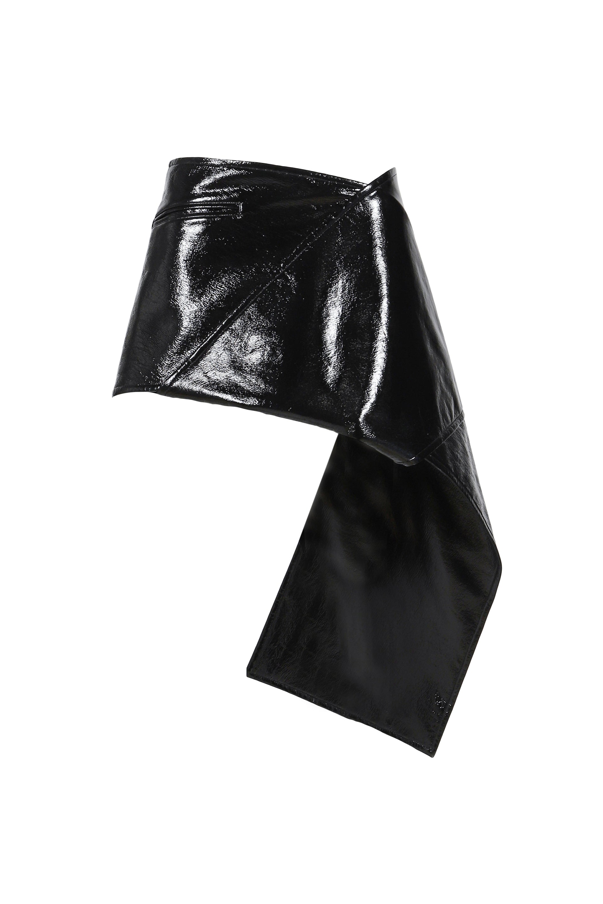 FOLD VINYL MINI-SKIRT / BLACK 