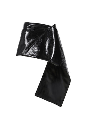 FOLD VINYL MINI-SKIRT / BLK