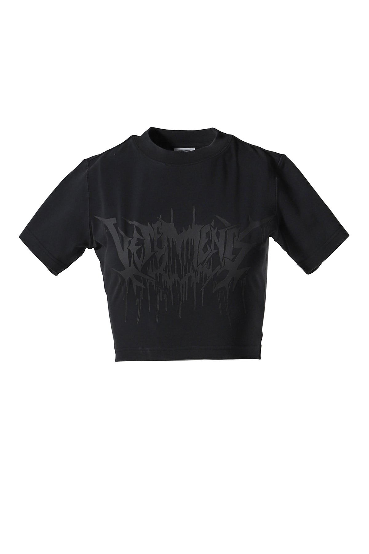 DRIP METAL CROPPED FITTED T-SHIRT / BLK