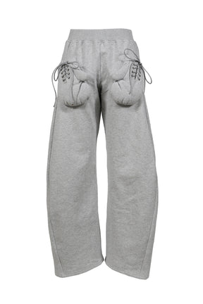 Nodress GRAY FLEECE-LINED WARM SWEATPANTS WITH KANGAROO POCKETS / GRY