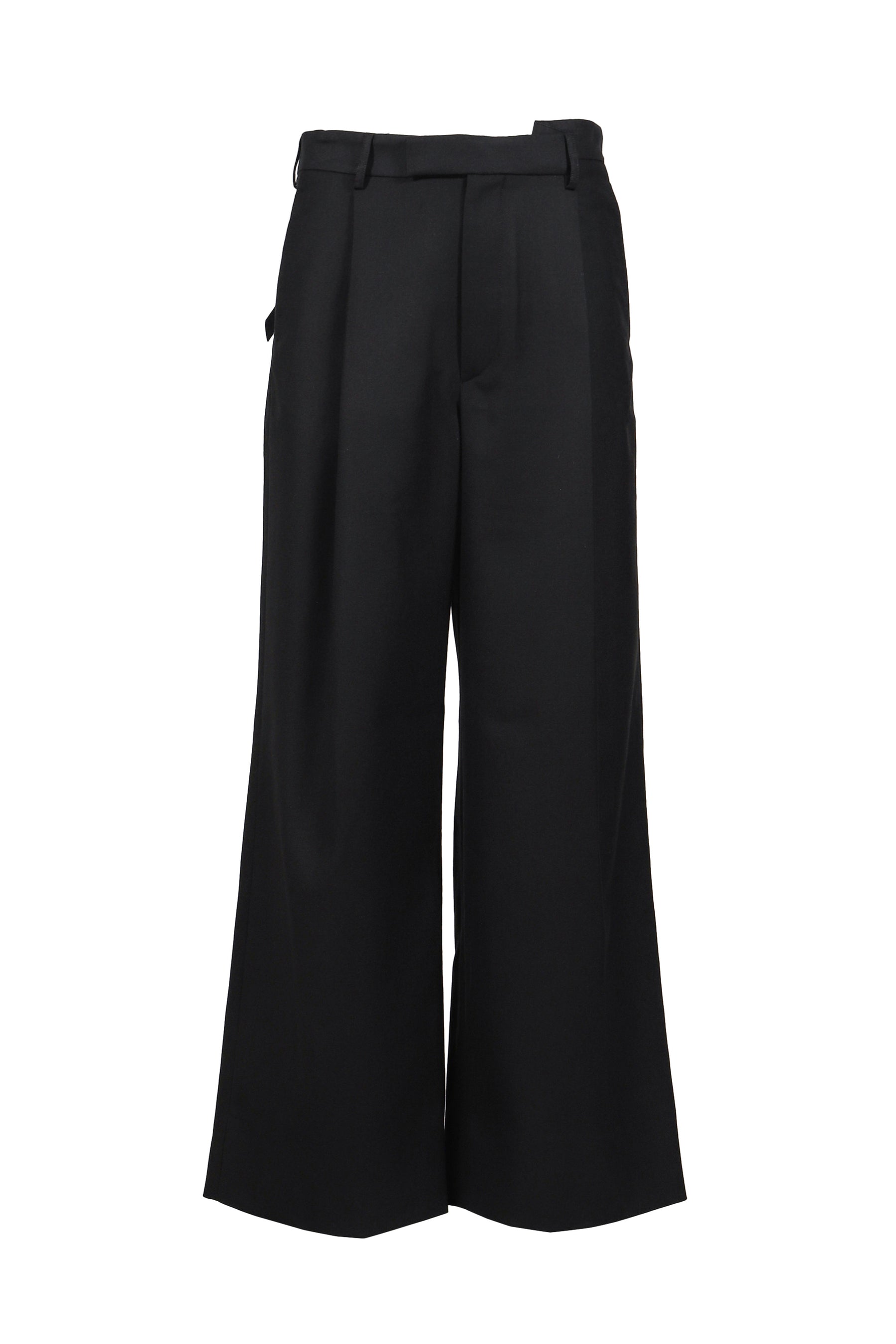 WIDE-LEGGED ELASTICATED TROUSERS / BLK