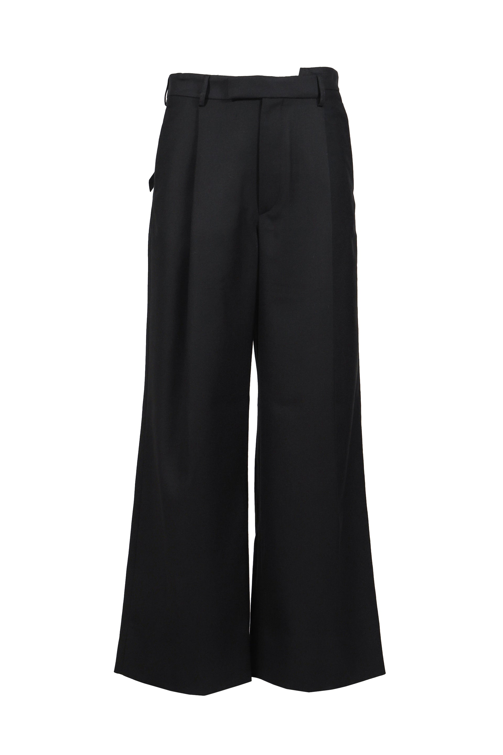 WIDE-LEGGED ELASTICATED TROUSERS / BLK