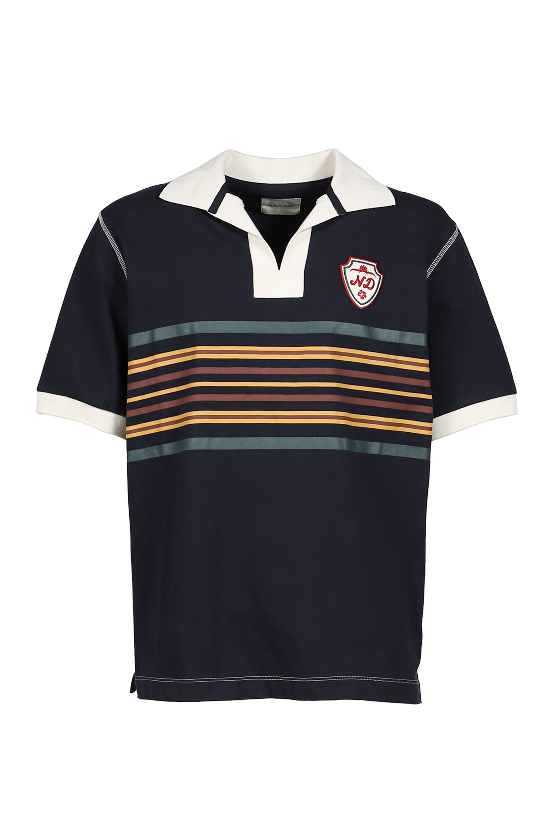 S/S STRIPED RUGBY POLO /NVY