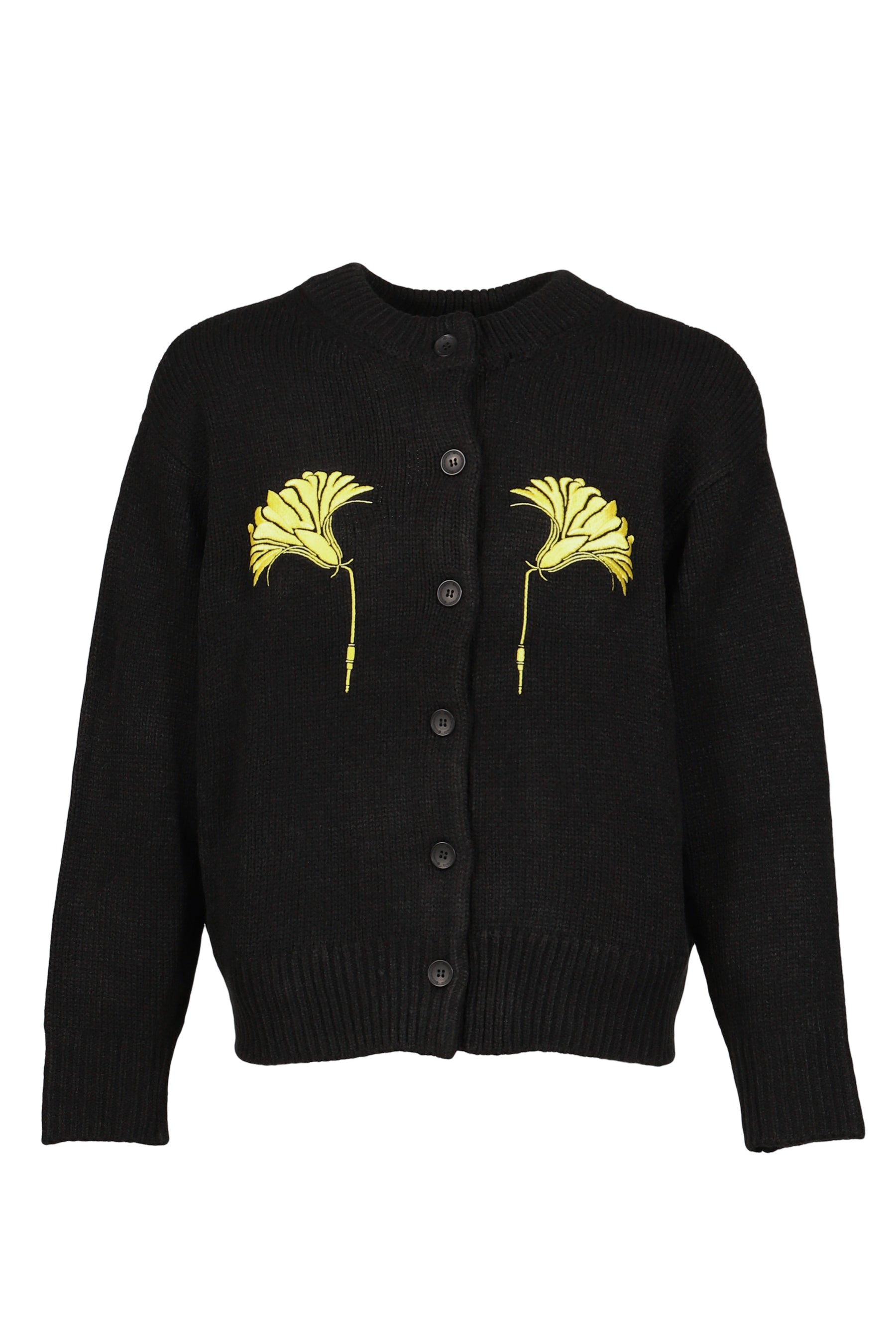 EMBROIDERY KNIT CARDIGAN / BLK