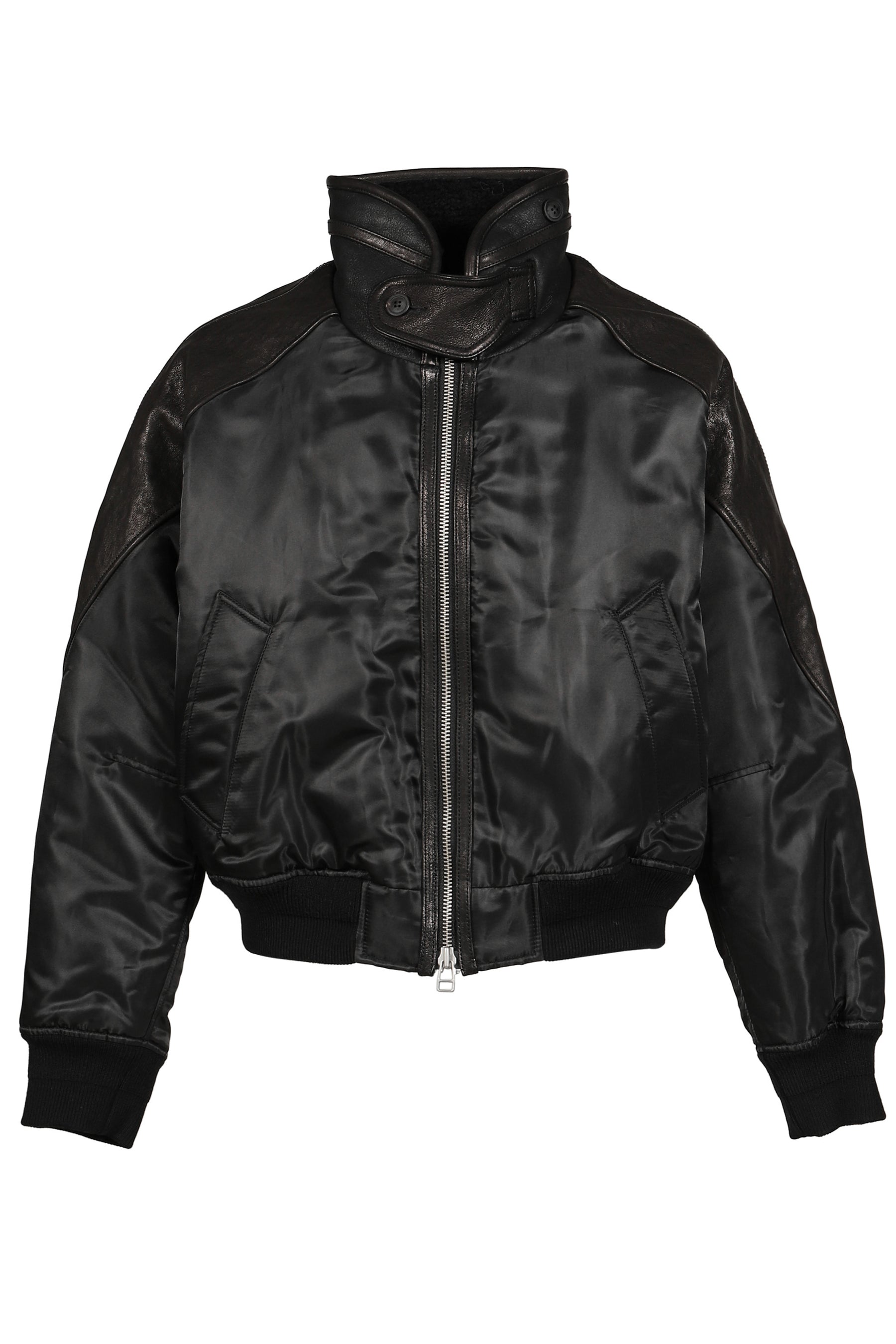 HIGHNECK SHEARLING MIXED MA-1 JUMPER / BLK