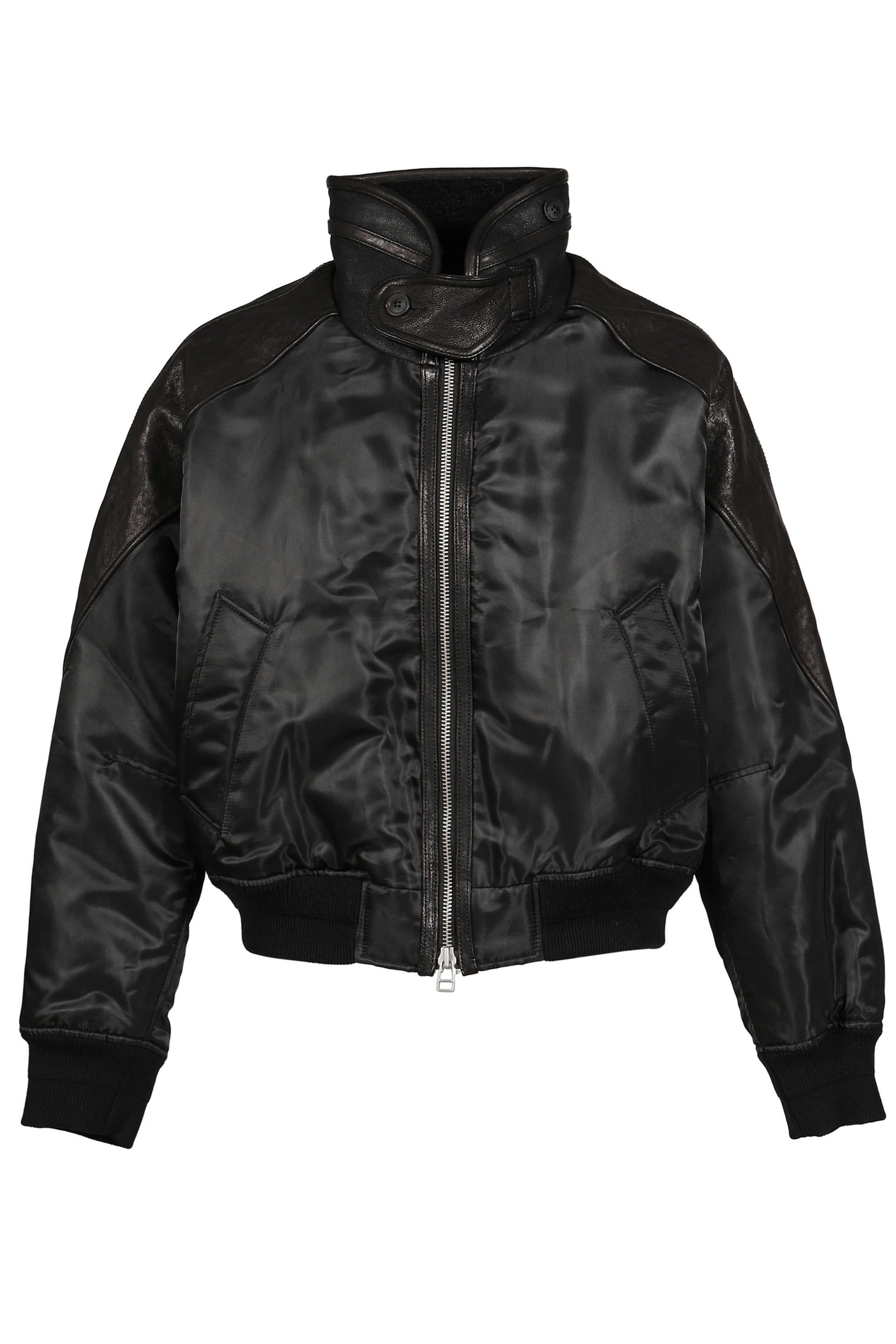 HIGHNECK SHEARLING MIXED MA-1 JUMPER / BLK