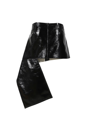 FOLD VINYL MINI-SKIRT / BLK