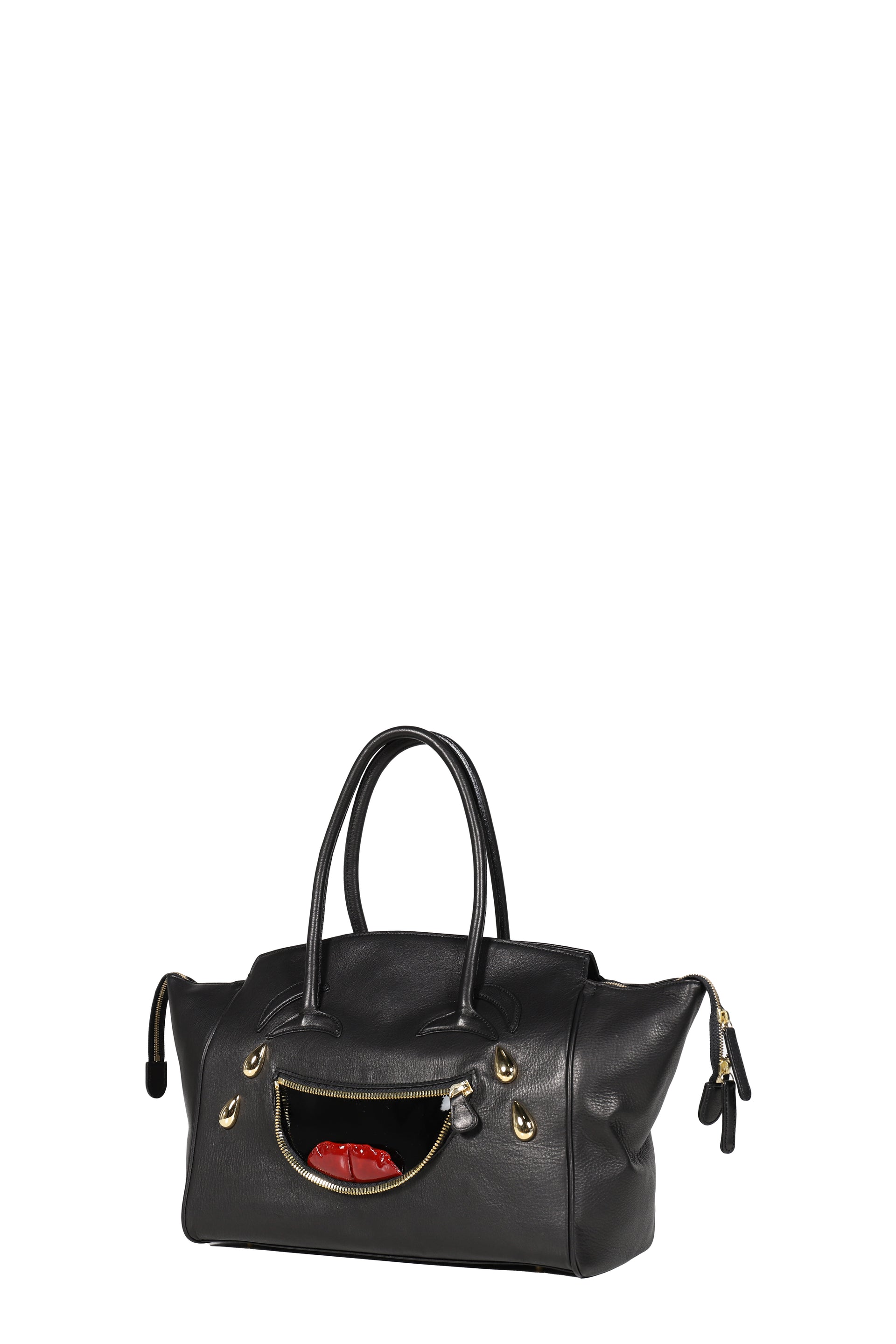LAUGHING EMOJI LEATHER BAG / BLK