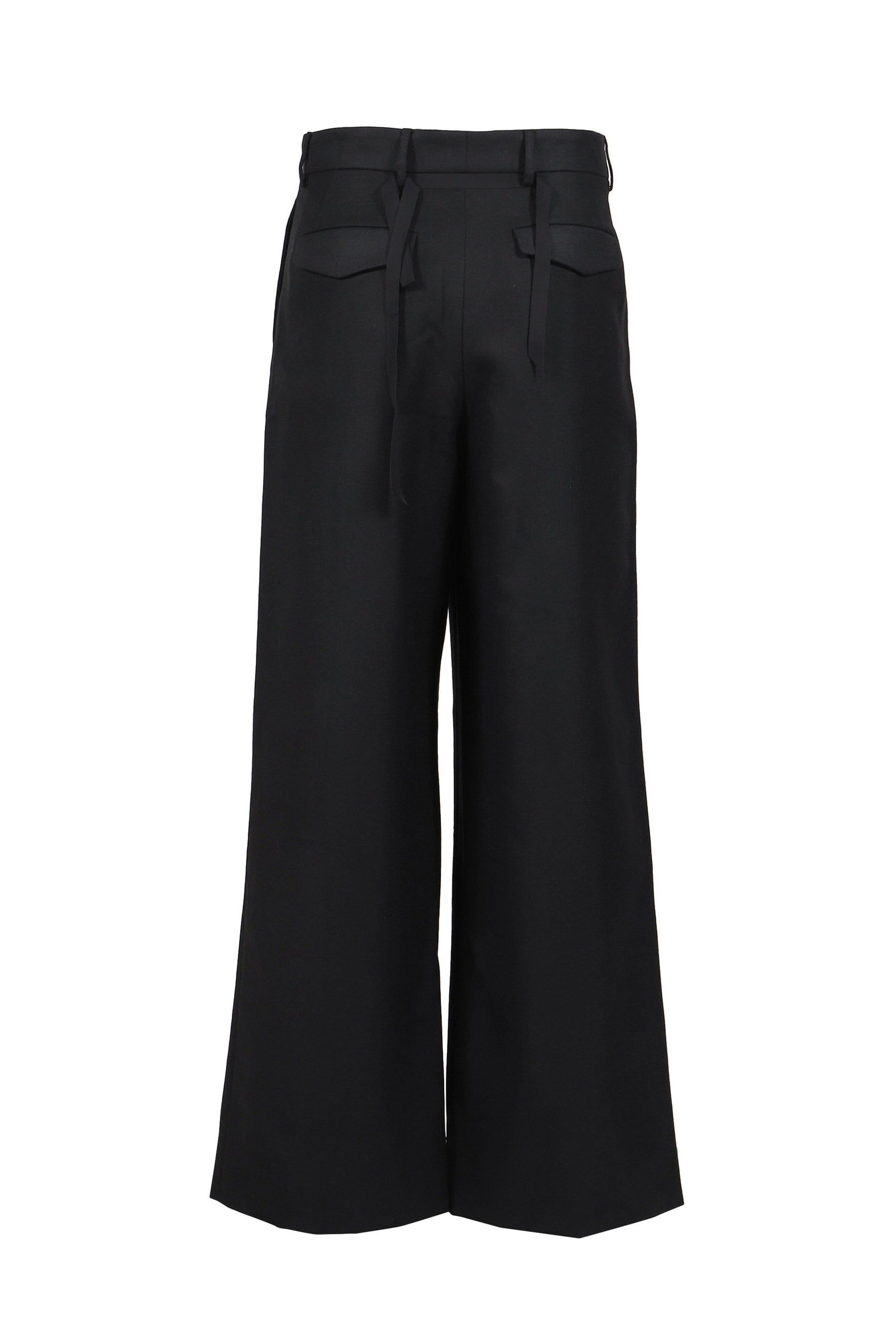 WIDE-LEGGED ELASTICATED TROUSERS / BLK