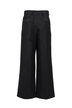 WIDE-LEGGED ELASTICATED TROUSERS / BLK