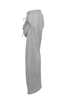 Nodress GRAY FLEECE-LINED WARM SWEATPANTS WITH KANGAROO POCKETS / GRY