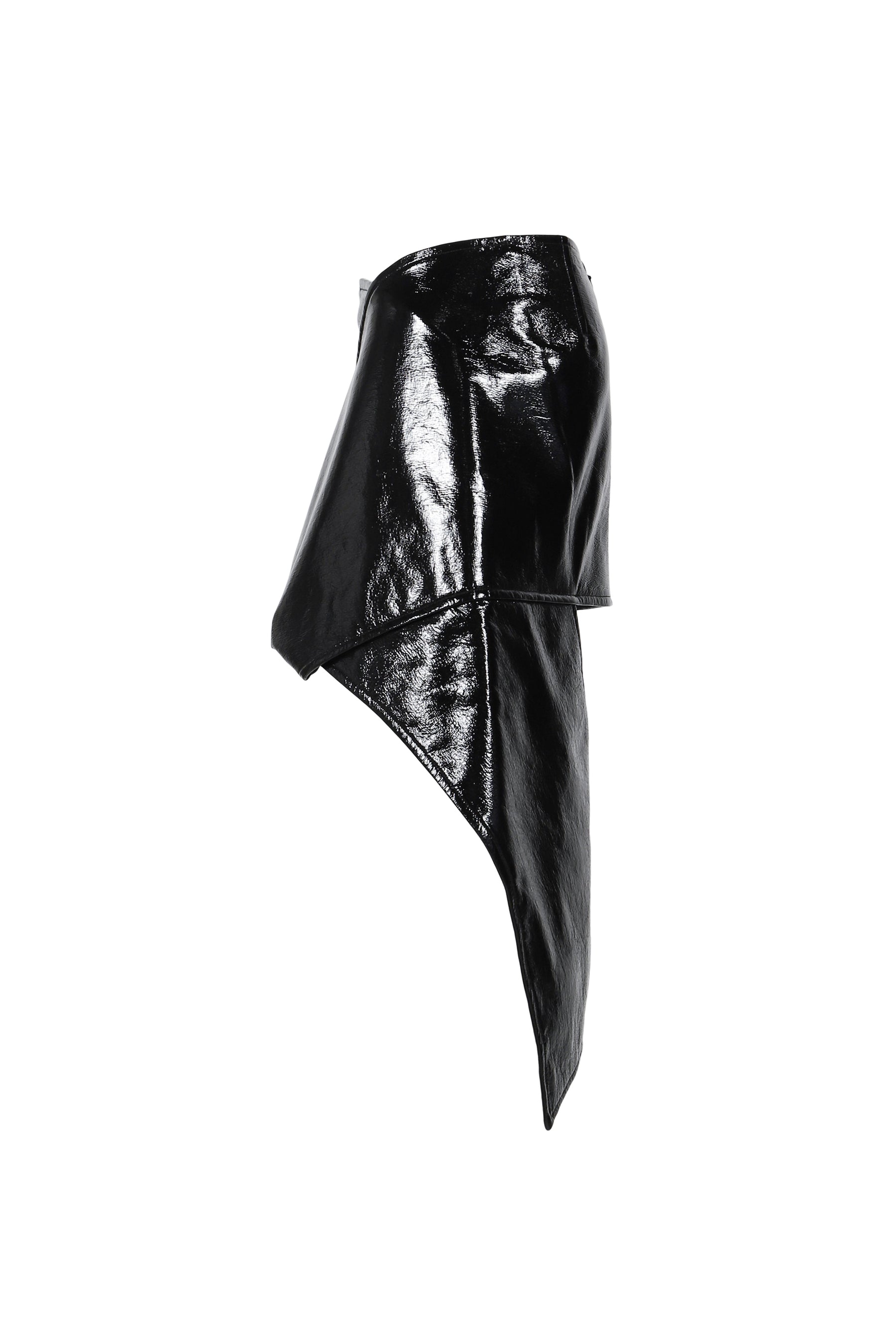 FOLD VINYL MINI-SKIRT / BLK