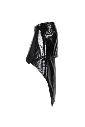 FOLD VINYL MINI-SKIRT / BLK
