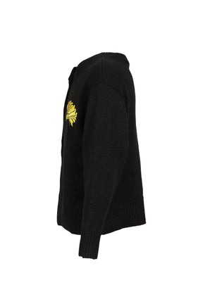 EMBROIDERY KNIT CARDIGAN / BLK