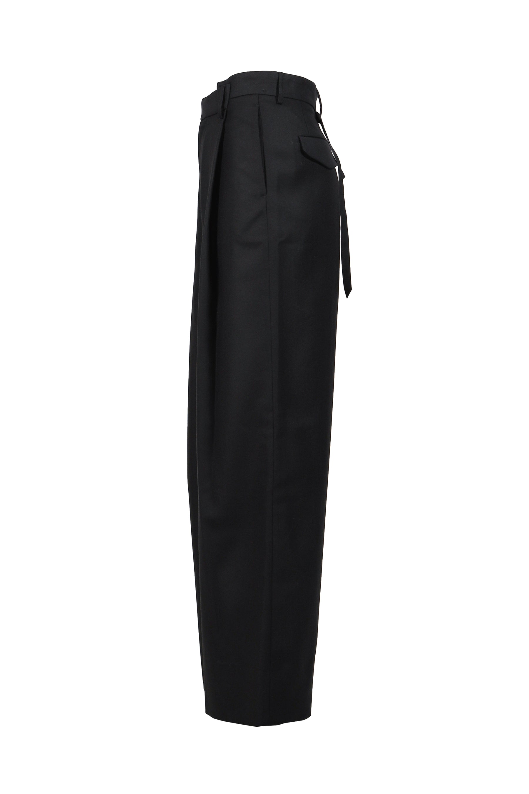 WIDE-LEGGED ELASTICATED TROUSERS / BLK