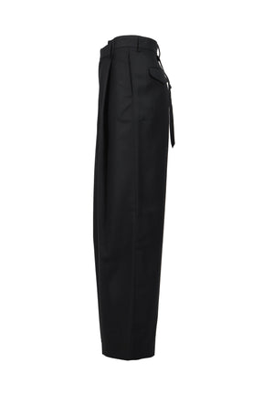 WIDE-LEGGED ELASTICATED TROUSERS / BLK