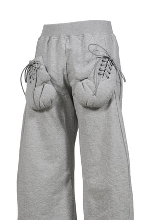 Nodress GRAY FLEECE-LINED WARM SWEATPANTS WITH KANGAROO POCKETS / GRY