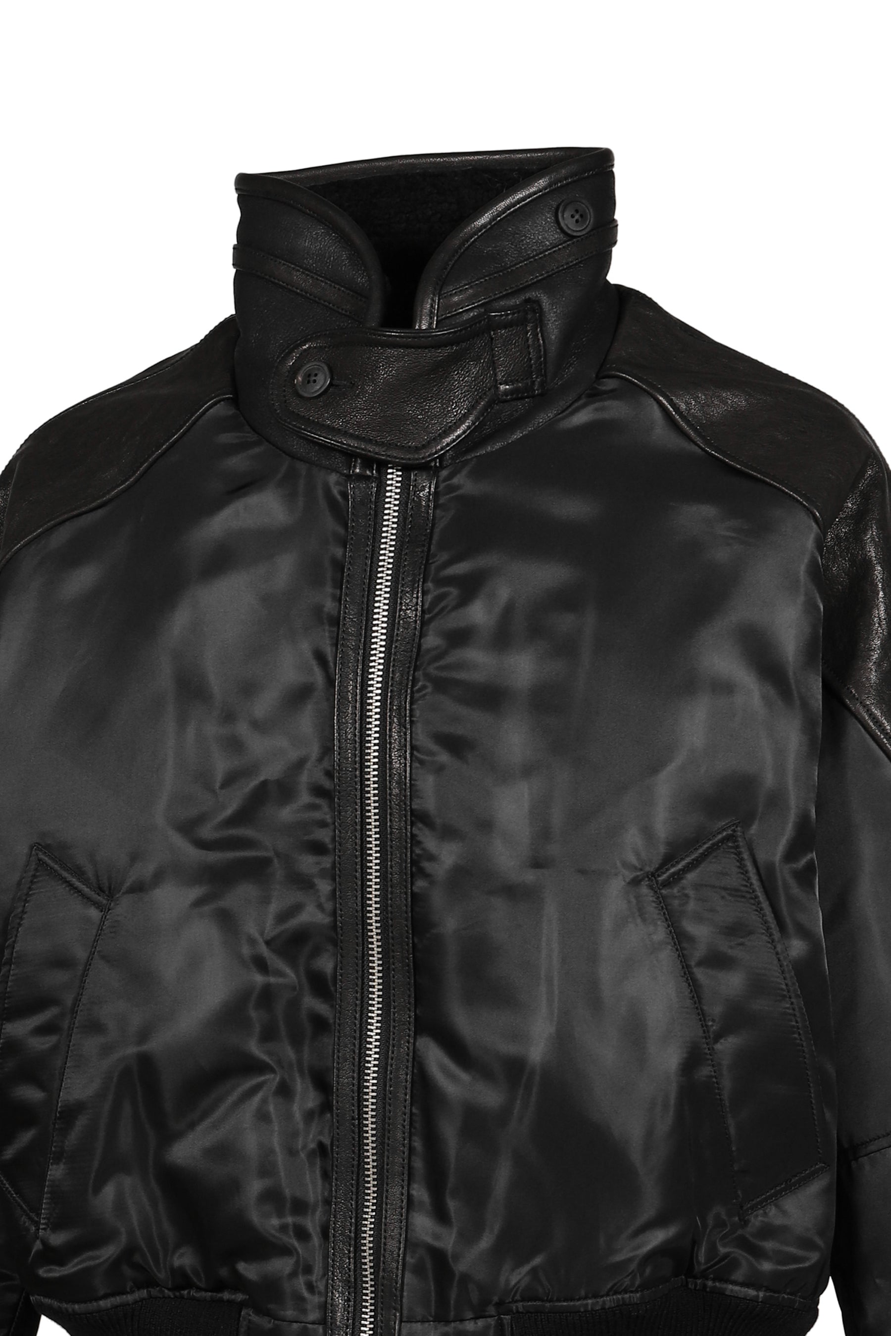 HIGHNECK SHEARLING MIXED MA-1 JUMPER / BLK