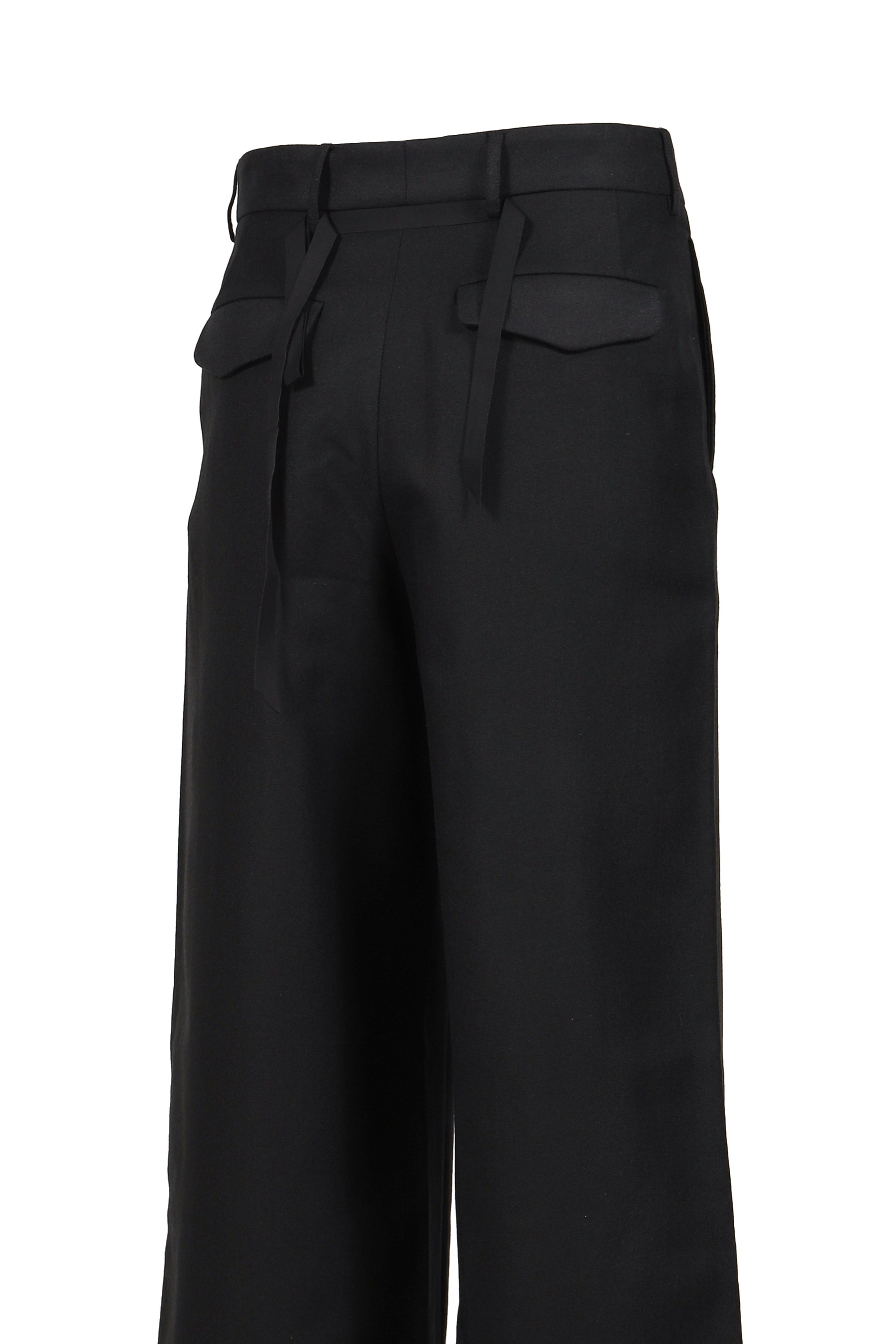 WIDE-LEGGED ELASTICATED TROUSERS / BLK