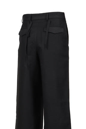 WIDE-LEGGED ELASTICATED TROUSERS / BLK