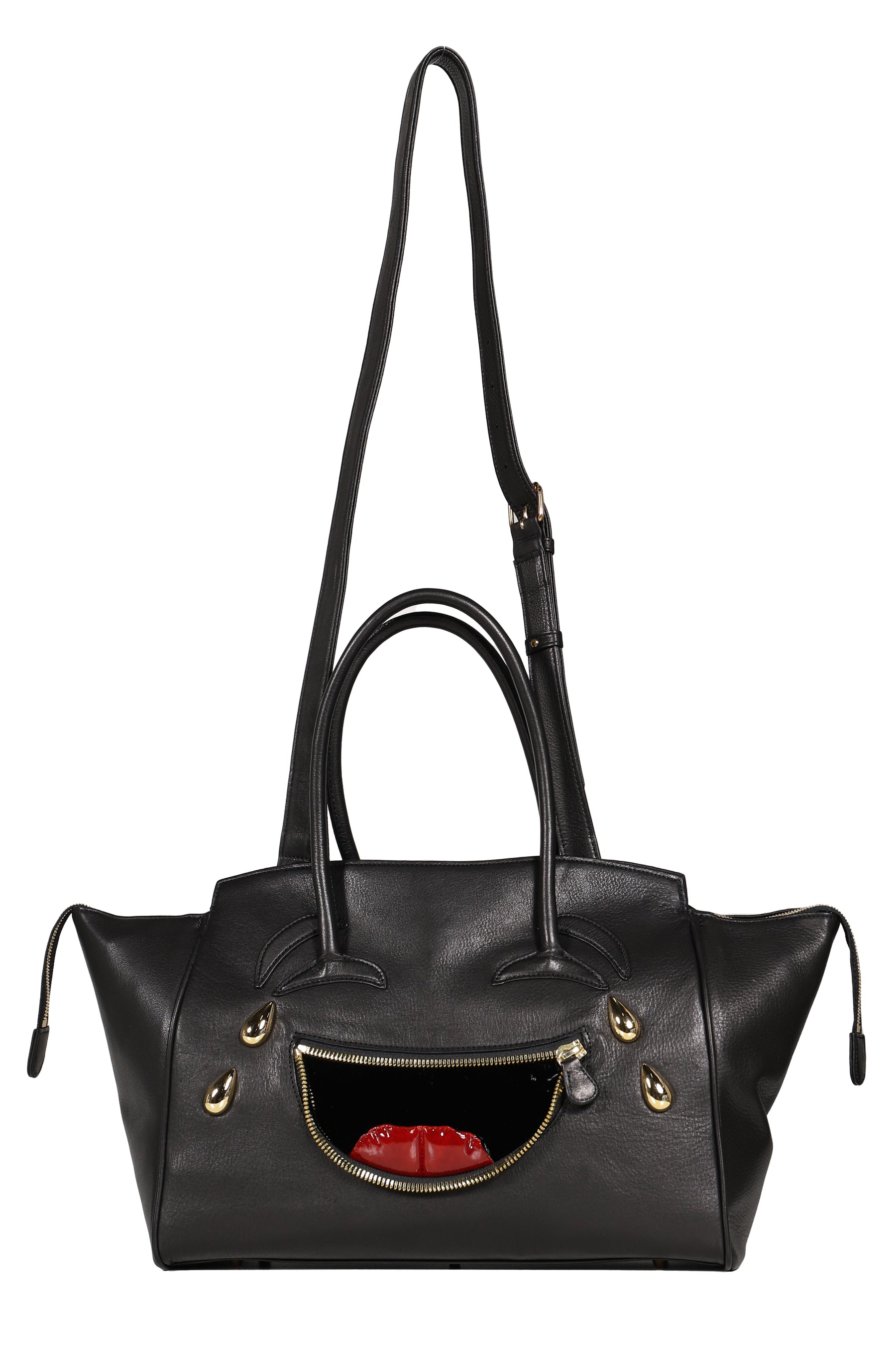 LAUGHING EMOJI LEATHER BAG / BLK
