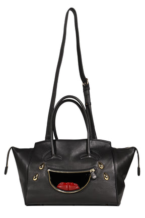 LAUGHING EMOJI LEATHER BAG / BLK