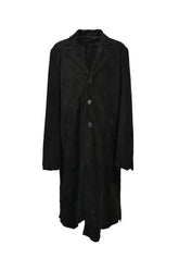 SUEDE LEATHER CROSS COAT / BLK