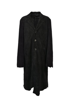 SUEDE LEATHER CROSS COAT / BLK