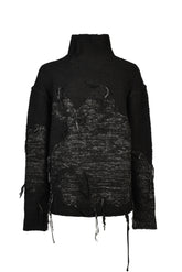 DAMAGE INTARSIA KNIT PULLOVER / BLK