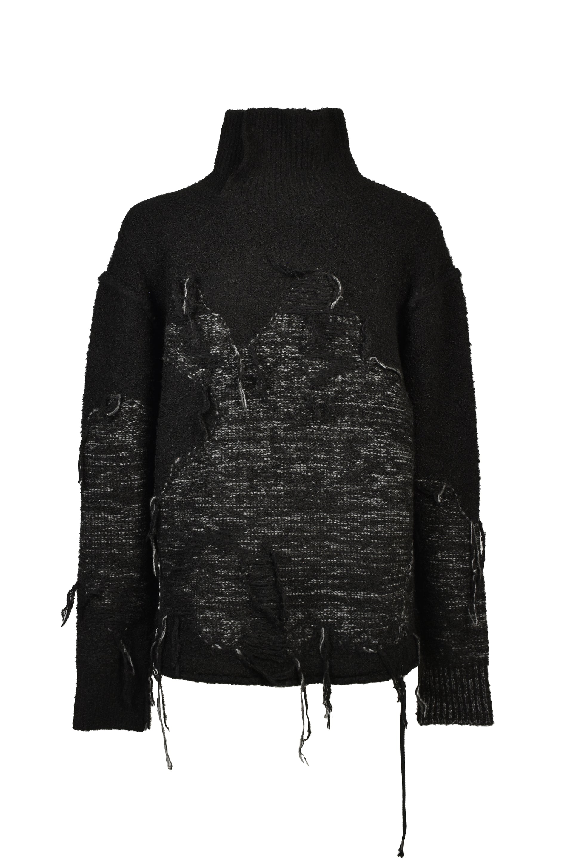 DAMAGE INTARSIA KNIT PULLOVER / BLK