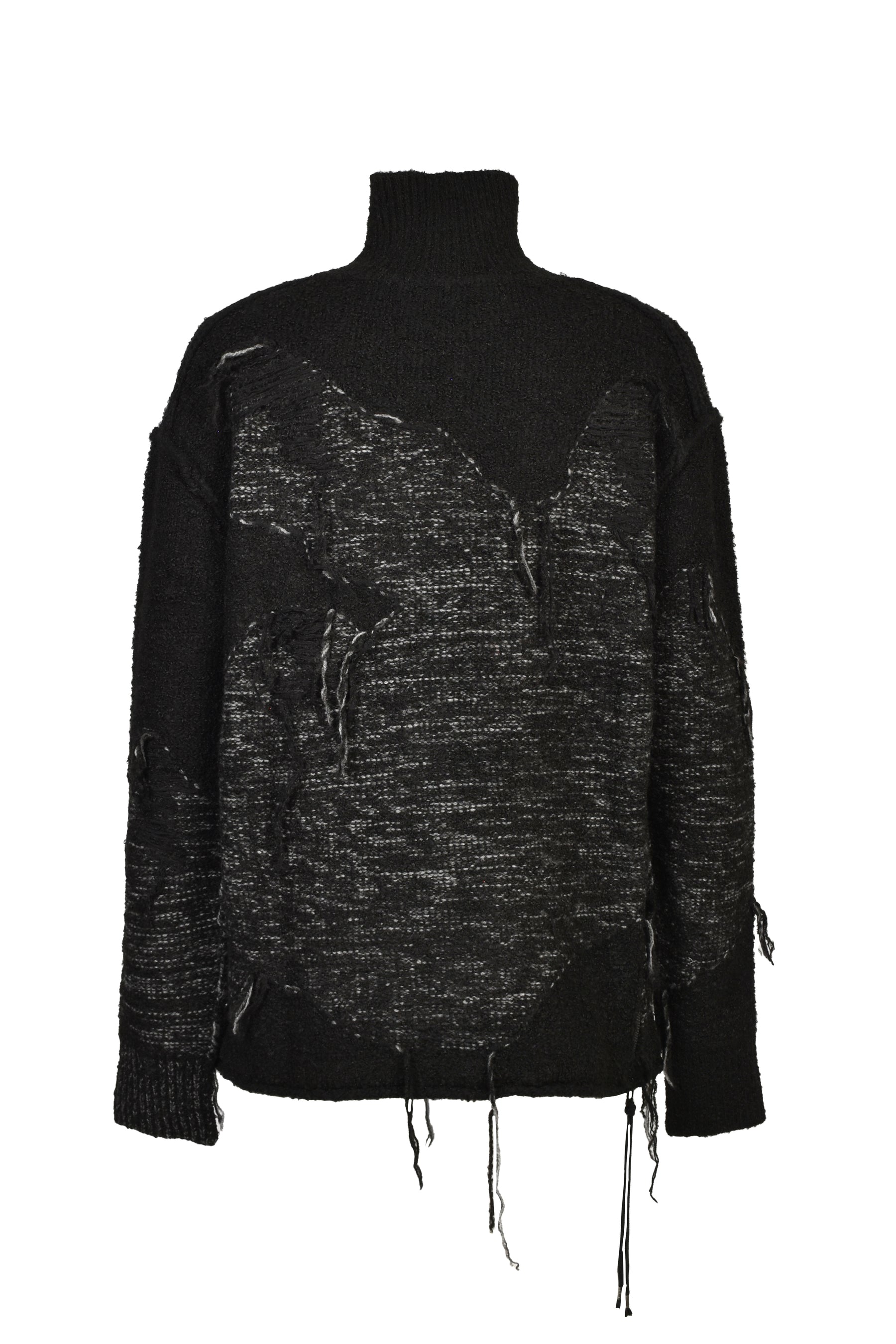 DAMAGE INTARSIA KNIT PULLOVER / BLK
