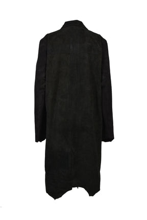 SUEDE LEATHER CROSS COAT / BLK