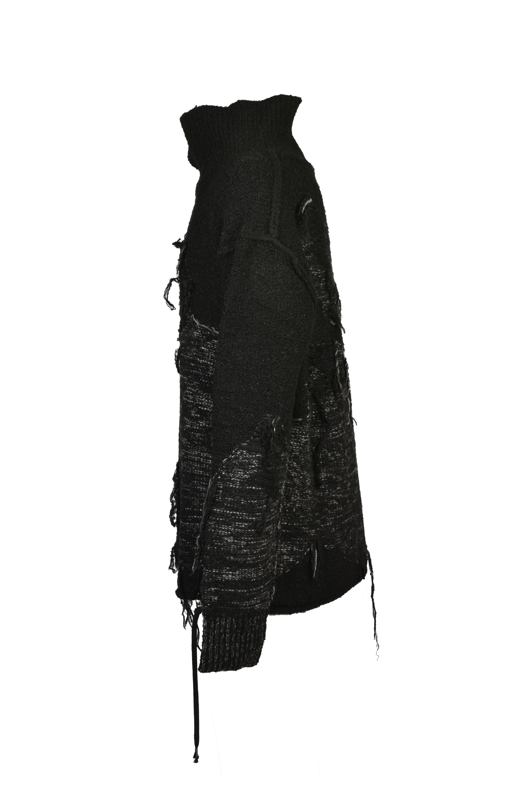 DAMAGE INTARSIA KNIT PULLOVER / BLK