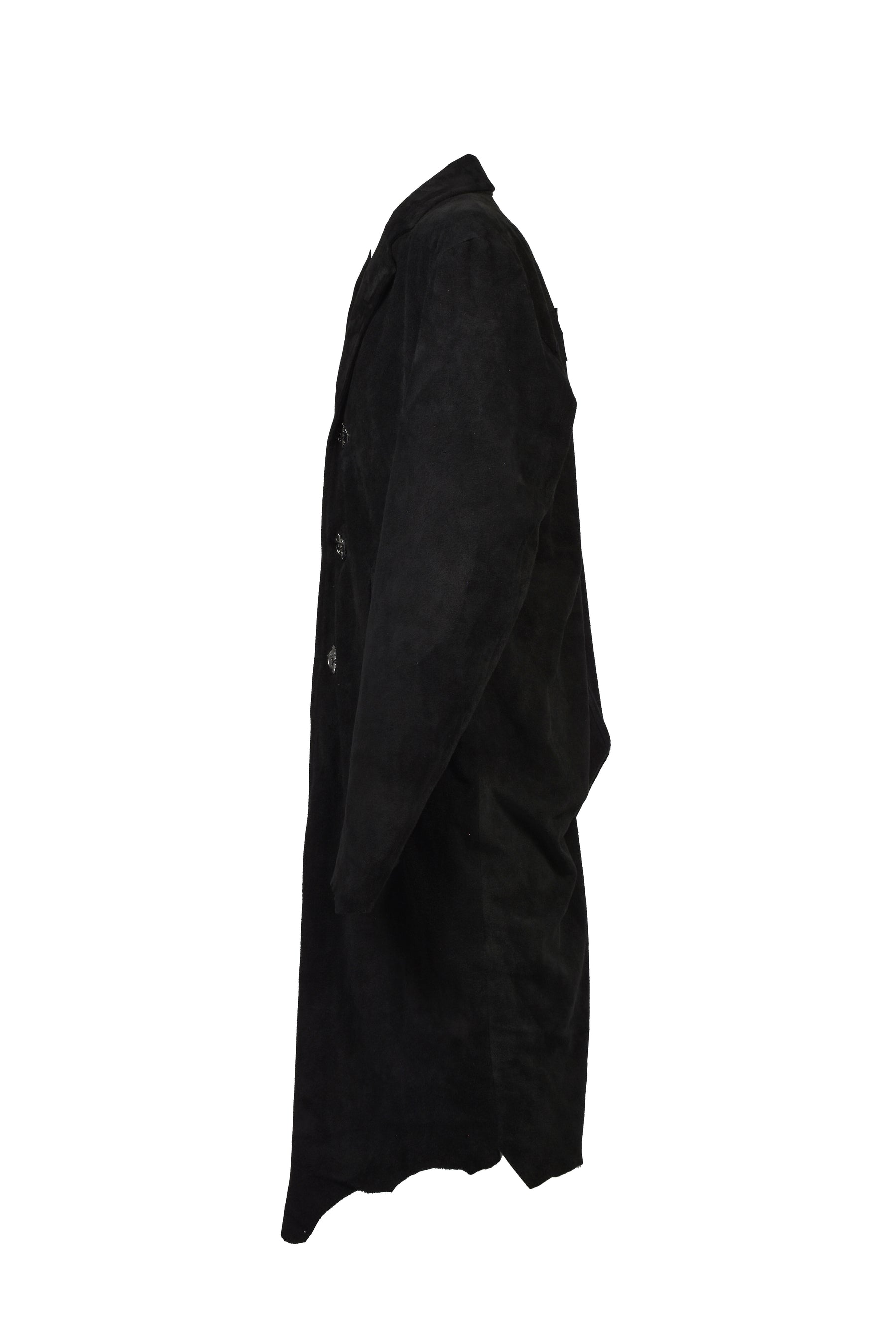 SUEDE LEATHER CROSS COAT / BLK