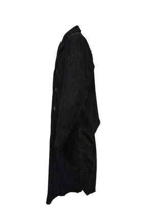 SUEDE LEATHER CROSS COAT / BLK