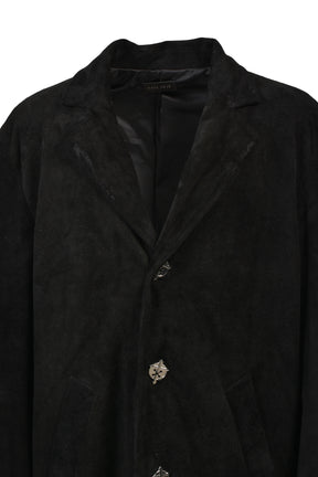 SUEDE LEATHER CROSS COAT / BLK