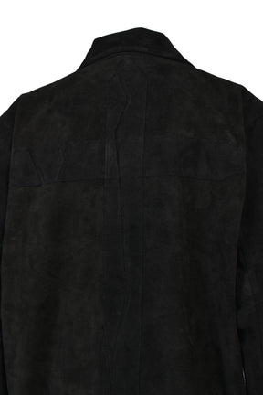 SUEDE LEATHER CROSS COAT / BLK