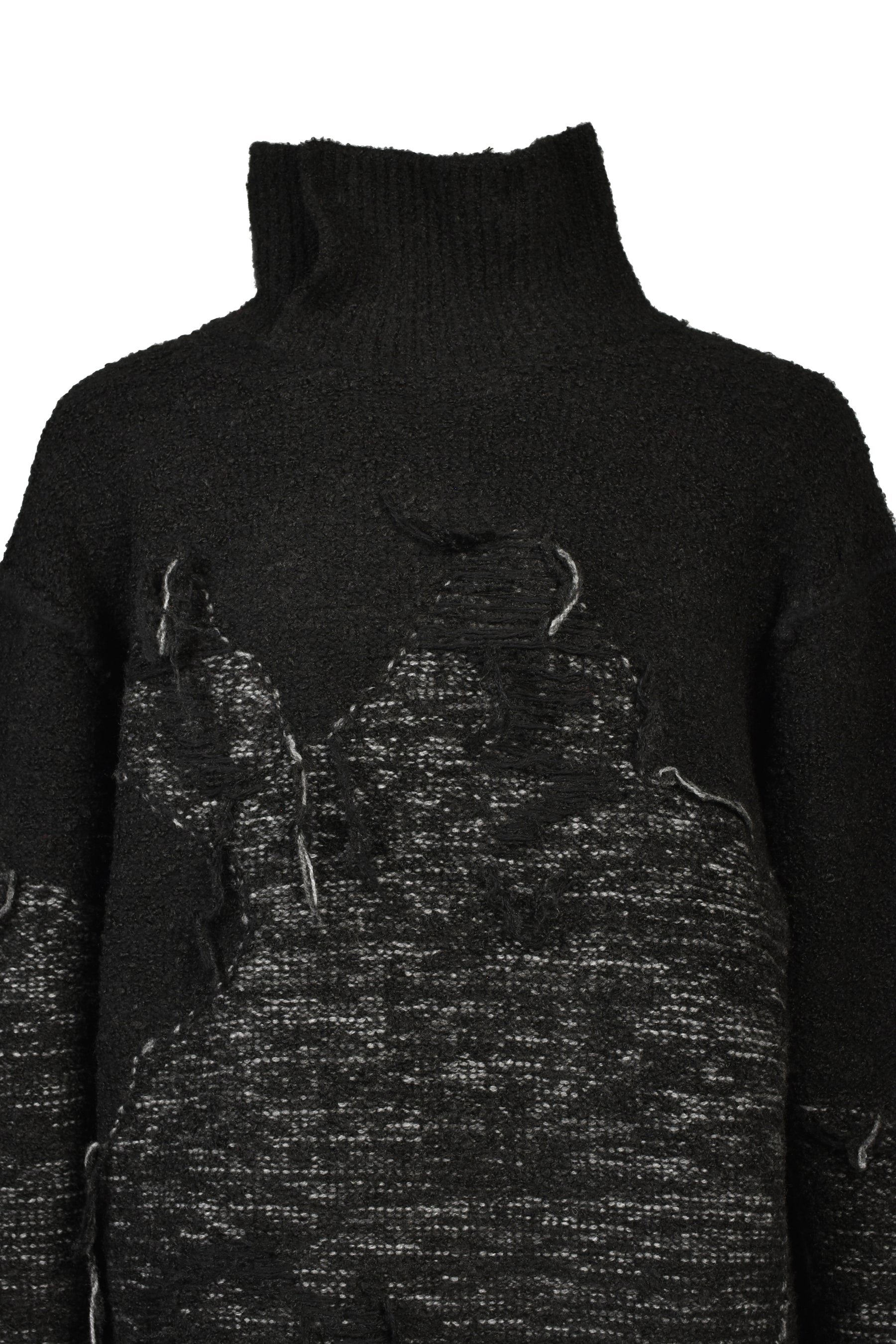 DAMAGE INTARSIA KNIT PULLOVER / BLK