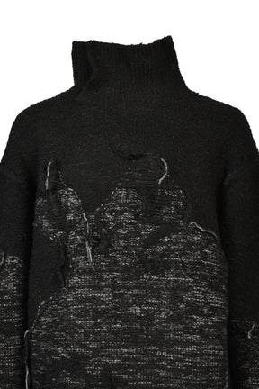 DAMAGE INTARSIA KNIT PULLOVER / BLK