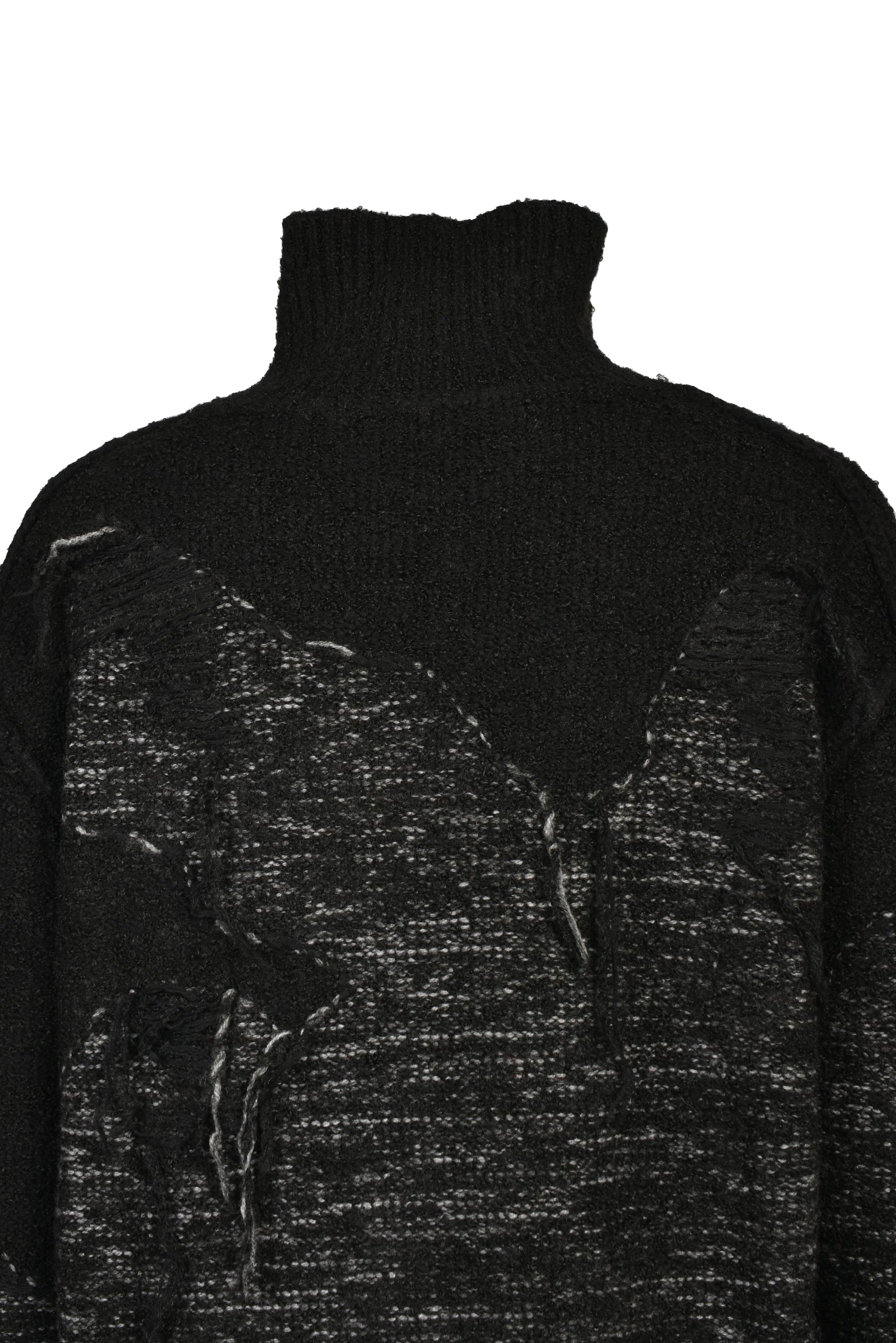 DAMAGE INTARSIA KNIT PULLOVER / BLK