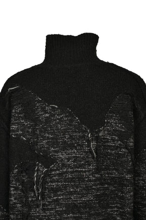 DAMAGE INTARSIA KNIT PULLOVER / BLK