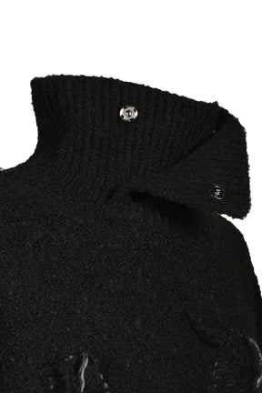 DAMAGE INTARSIA KNIT PULLOVER / BLK